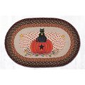 H2H 20 x 30 in. Black Cat Pumpkin Printed Oval Patch Rug H22548587